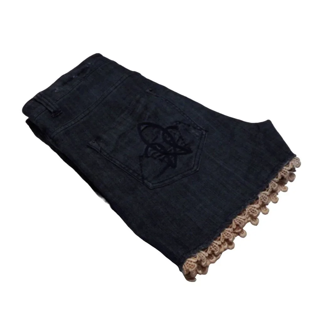 Institute Liberal lace bottom‎ raw hem denim shorts 14